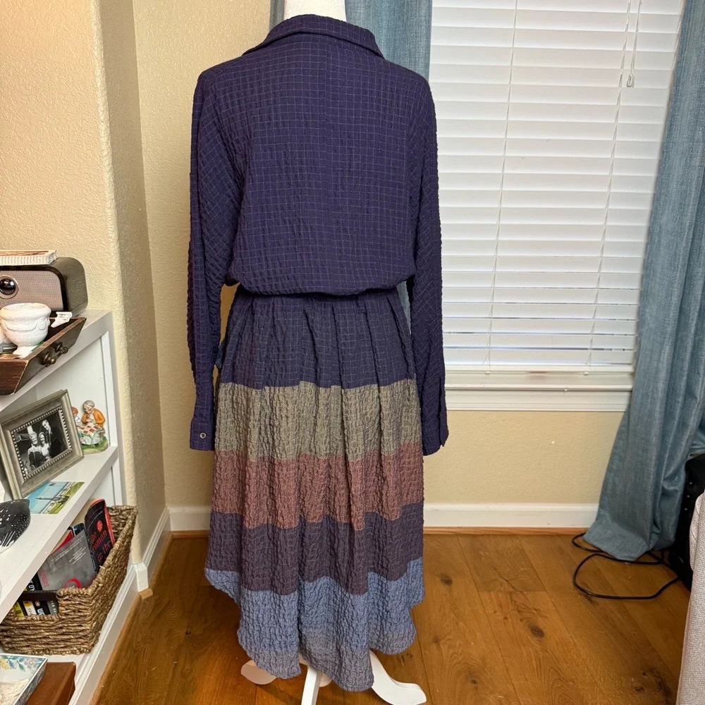 Free People Ray of Light Colorblock Shirtdress w/ Pockets Plum Sz M - Picture 8 of 11